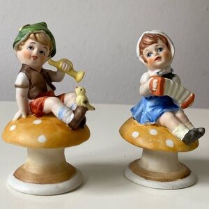 Vintage Mushroom Children Figurines